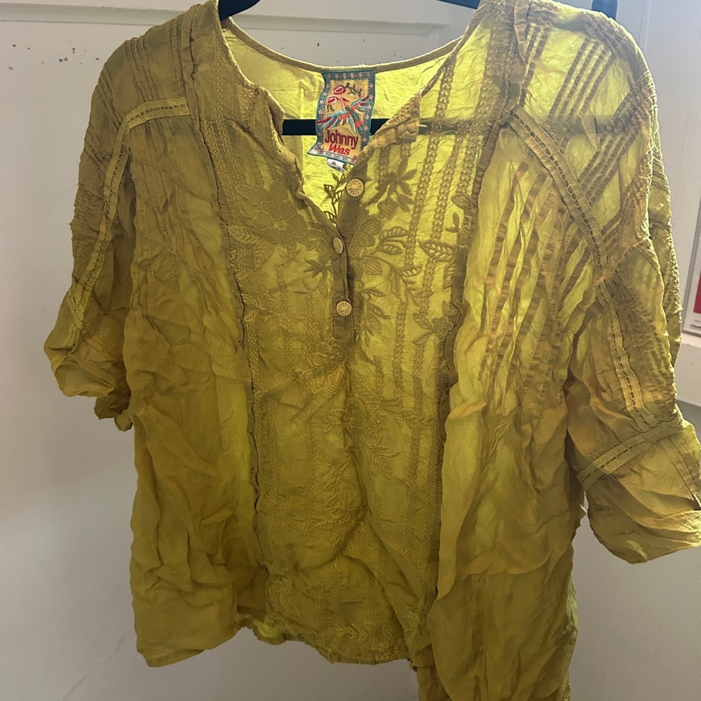 Johnny Was Light Green Blouse